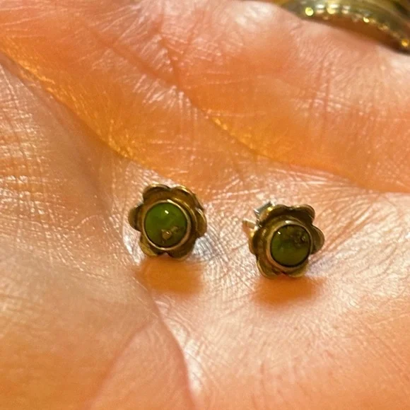 Sterling silver and Sonoran gold turquoise studs - Picture 3 of 8